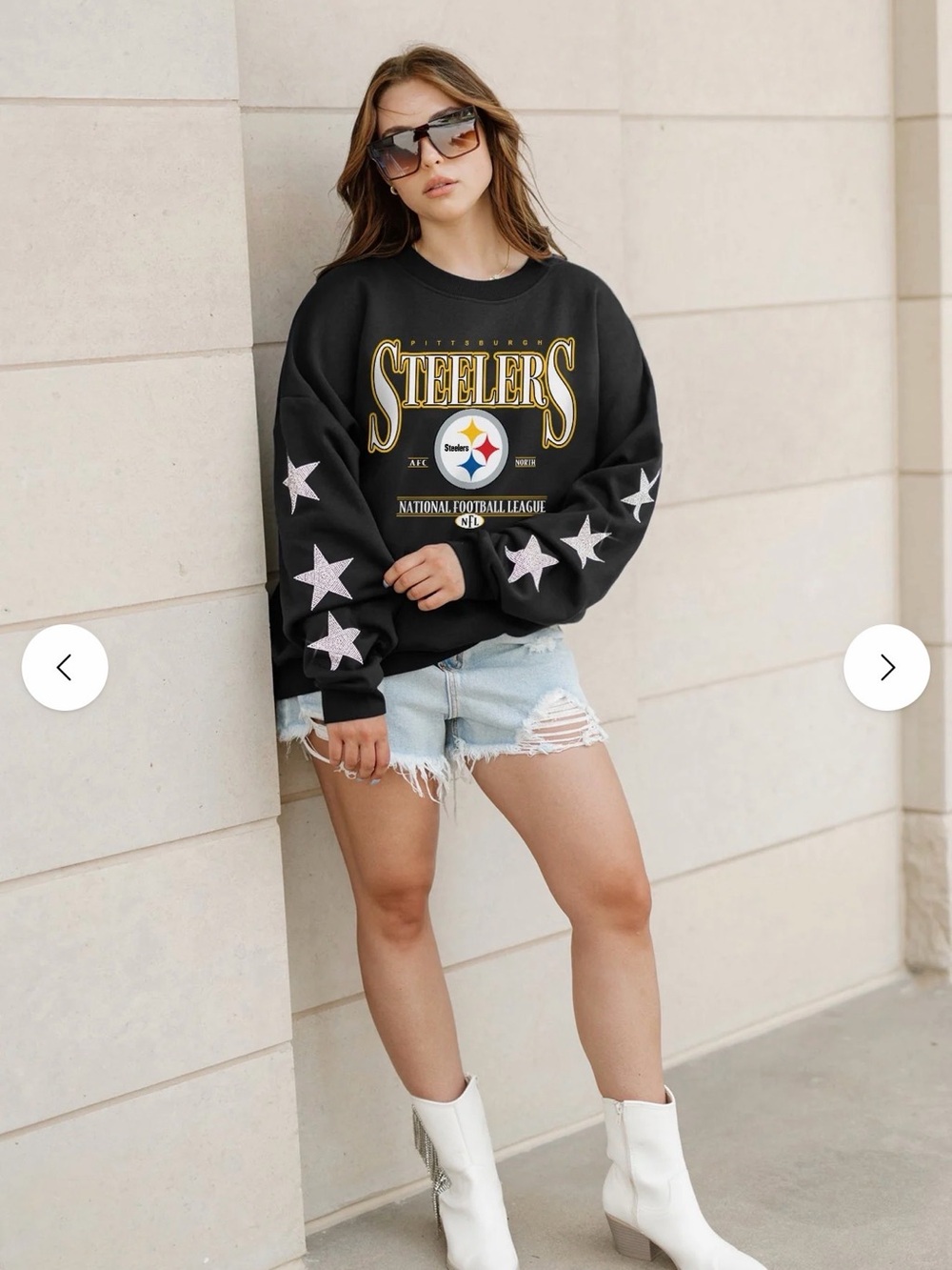 NEW COUTURE NFL Pittsburgh Steelers GAME DAY RHINESTONES MEDIUM SWEATSHIRT CREW